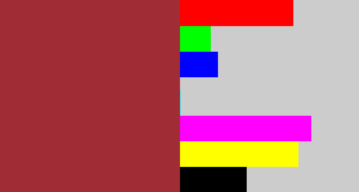 Hex color #a02c36 - brick