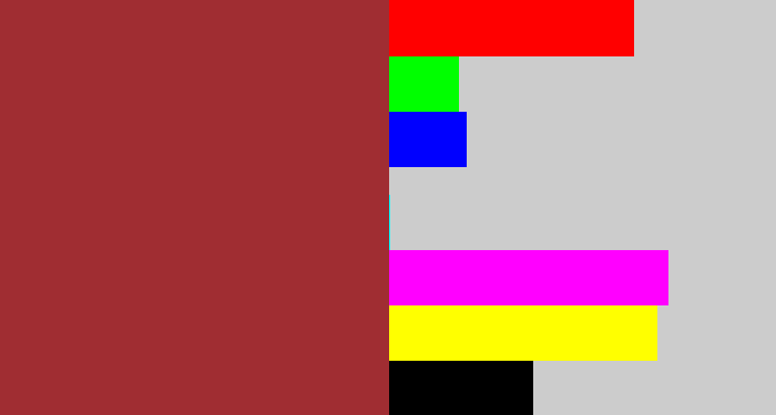 Hex color #a02d32 - brick