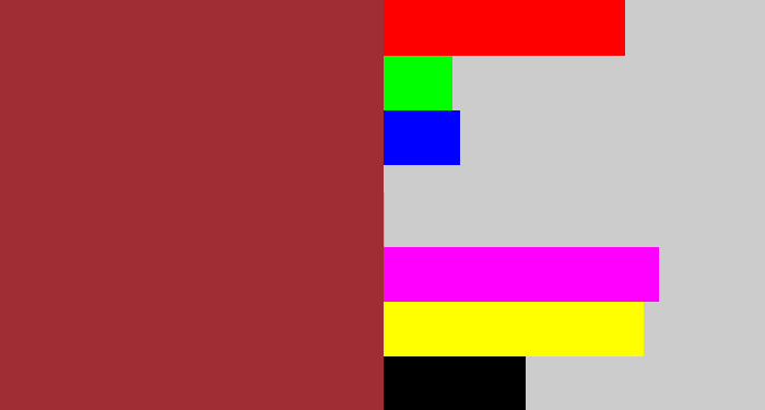 Hex color #a02d33 - brick