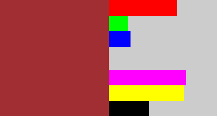 Hex color #a02e32 - brick