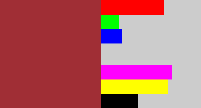 Hex color #a02e35 - brick