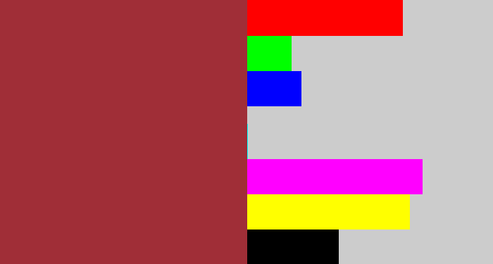 Hex color #a02e37 - brick