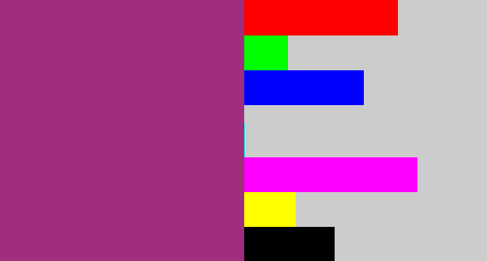 Hex color #a02e7e - warm purple