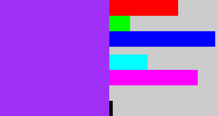 Hex color #a030f8 - electric purple