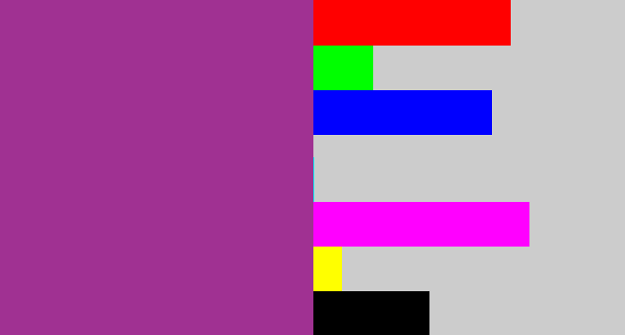 Hex color #a03192 - warm purple