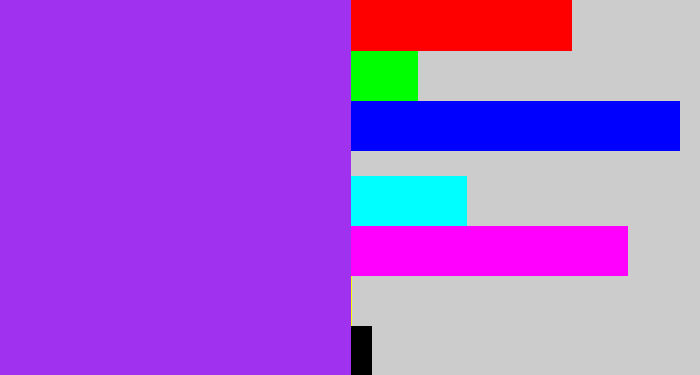 Hex color #a031ef - electric purple