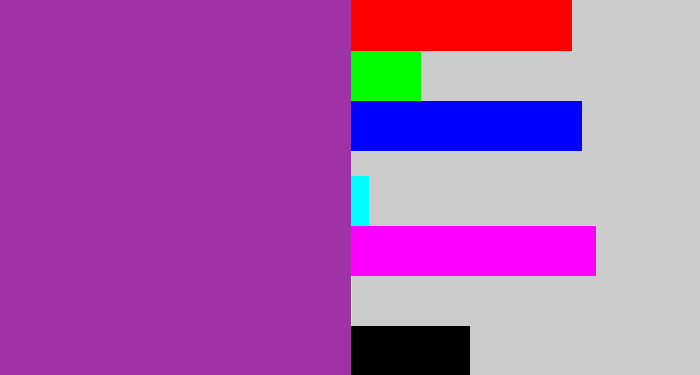 Hex color #a032a8 - medium purple