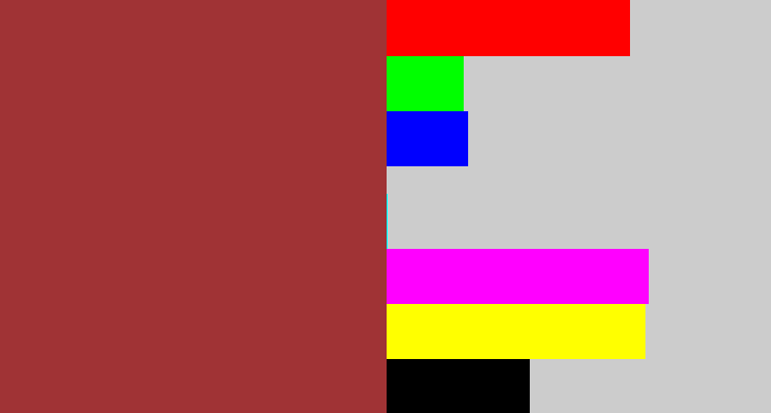Hex color #a03335 - brick
