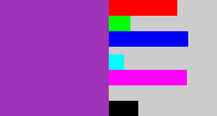 Hex color #a033b9 - purply