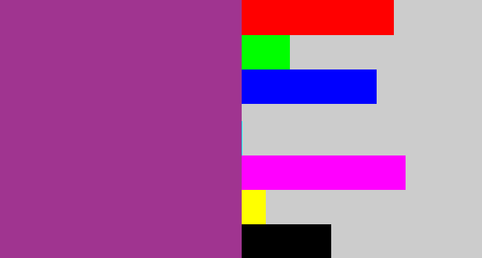 Hex color #a03490 - warm purple