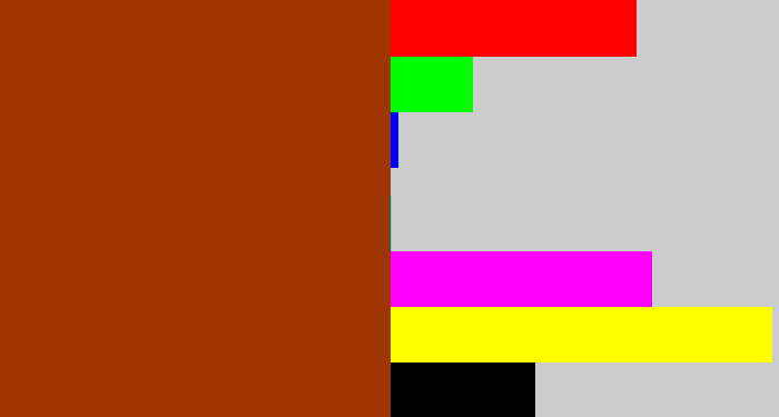 Hex color #a03504 - russet