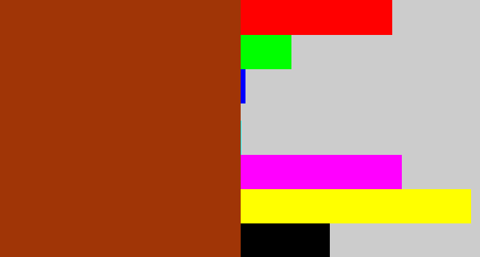 Hex color #a03506 - russet