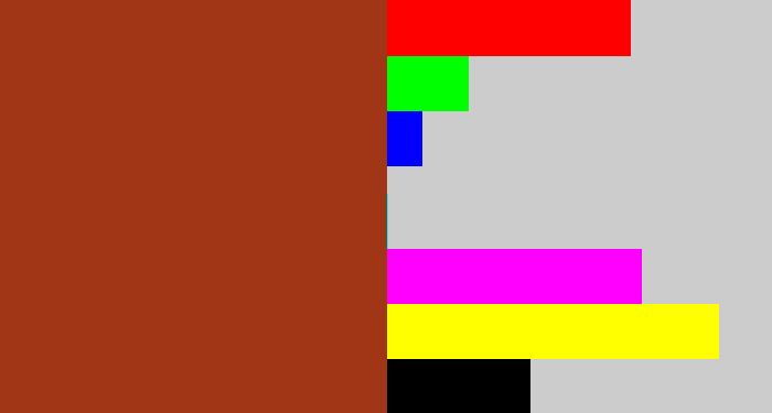 Hex color #a03616 - brick