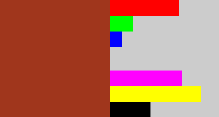 Hex color #a0361c - brick