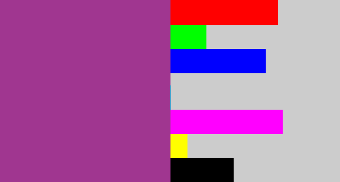 Hex color #a03690 - warm purple