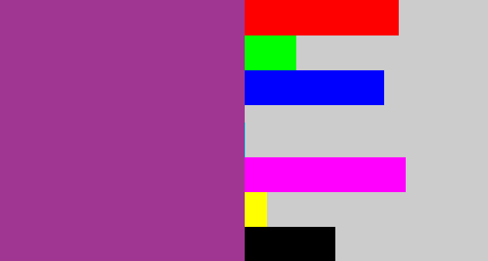 Hex color #a03691 - warm purple