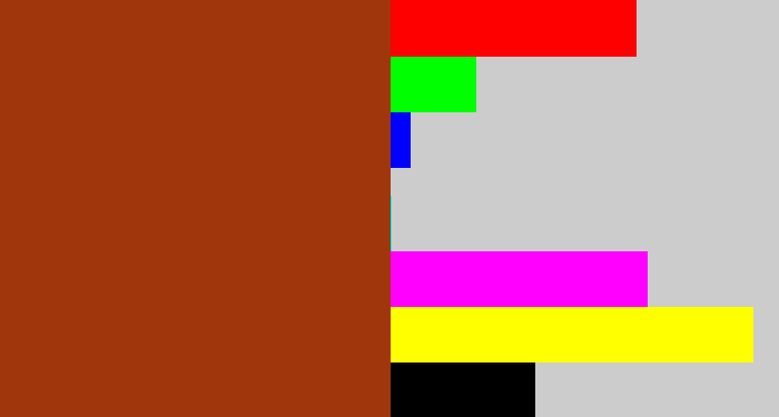 Hex color #a0370c - russet