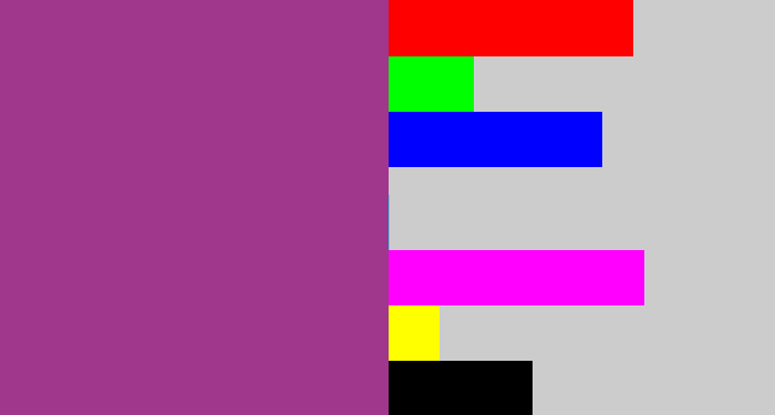 Hex color #a0378c - warm purple