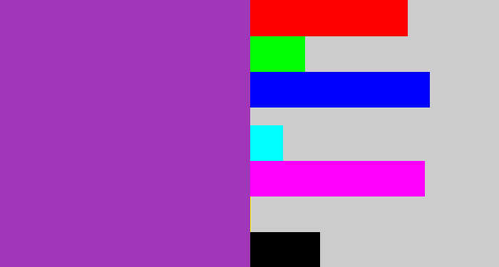 Hex color #a037b8 - purply