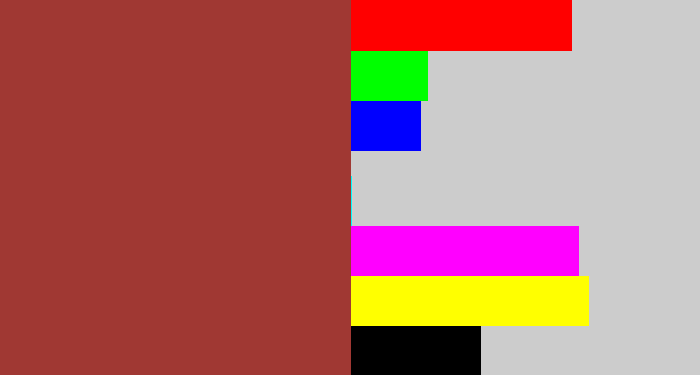 Hex color #a03833 - brick