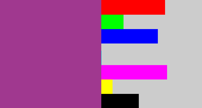 Hex color #a0388f - warm purple