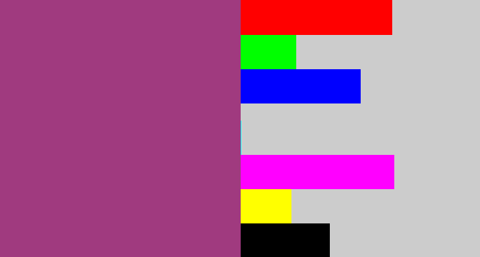 Hex color #a03a7f - warm purple