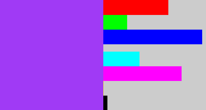 Hex color #a03af5 - electric purple