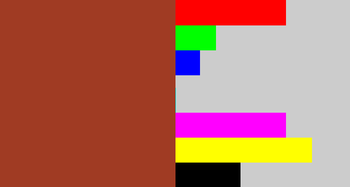 Hex color #a03b23 - brick
