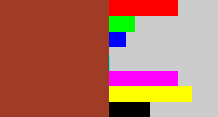 Hex color #a03b26 - brick