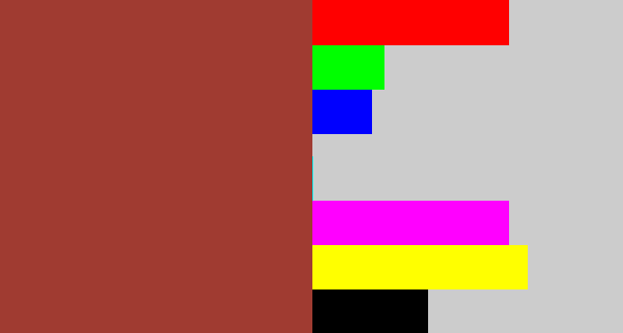 Hex color #a03b31 - brick