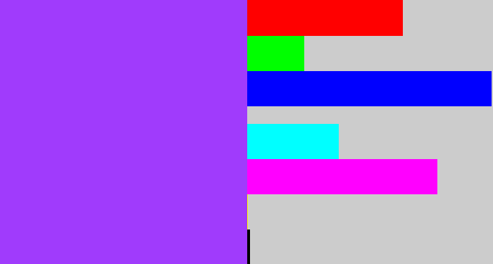 Hex color #a03bfc - electric purple