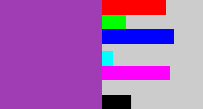 Hex color #a03cb4 - purply