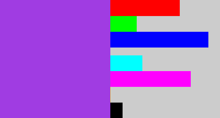 Hex color #a03ce2 - lightish purple