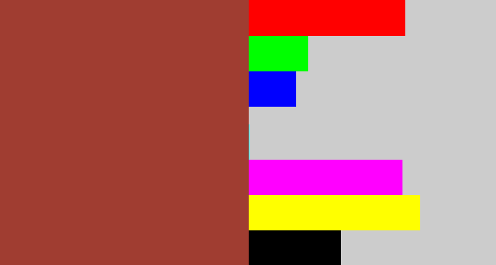 Hex color #a03d31 - brick