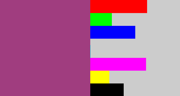 Hex color #a03d7f - warm purple