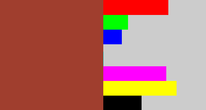 Hex color #a03e2e - brick