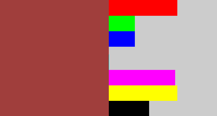 Hex color #a03e3c - brick