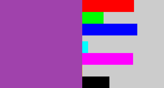 Hex color #a042ac - medium purple