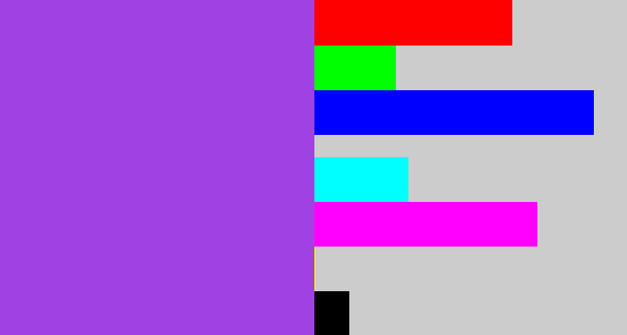 Hex color #a042e3 - lightish purple