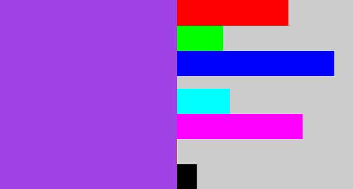 Hex color #a042e4 - lightish purple