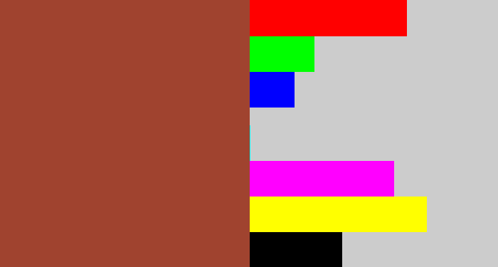Hex color #a0432f - brick