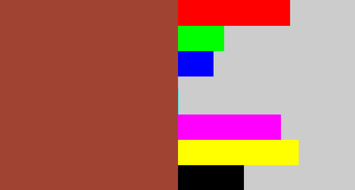 Hex color #a04333 - brick