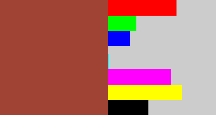 Hex color #a04334 - brick