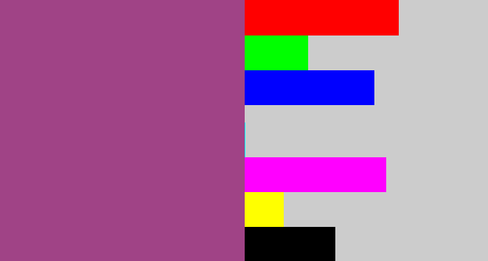 Hex color #a04386 - light plum