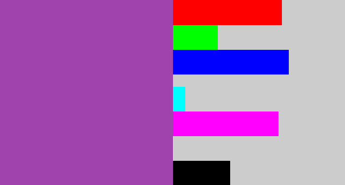 Hex color #a043ac - medium purple