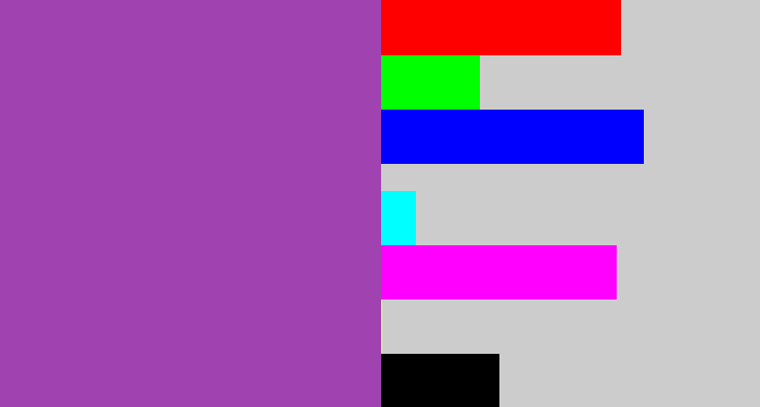 Hex color #a043b0 - purply