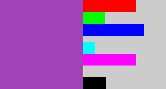 Hex color #a043b9 - purply