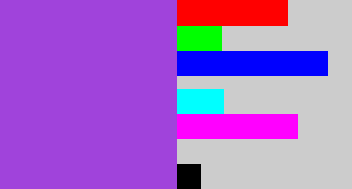 Hex color #a043db - lightish purple