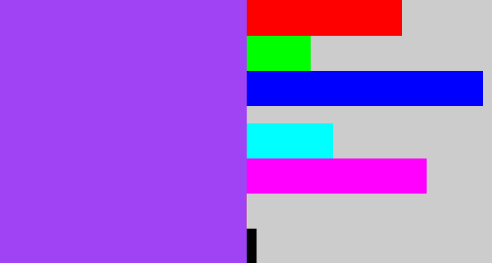 Hex color #a043f5 - lightish purple