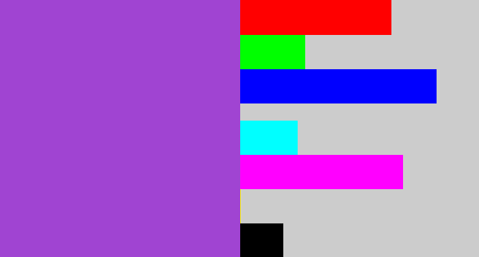Hex color #a044d2 - lightish purple